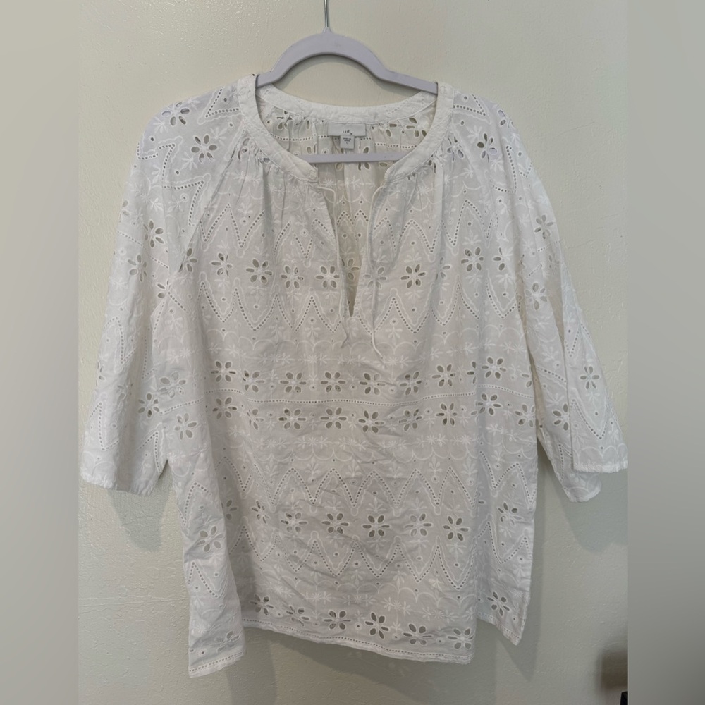 J. Jill Cream Eyelet Blouse